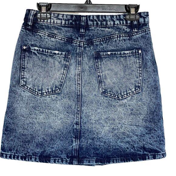 Refuge Womens Skirt Sz Small Acid Washed Button down Denim Mini Distressed Y2k - Picture 2 of 12